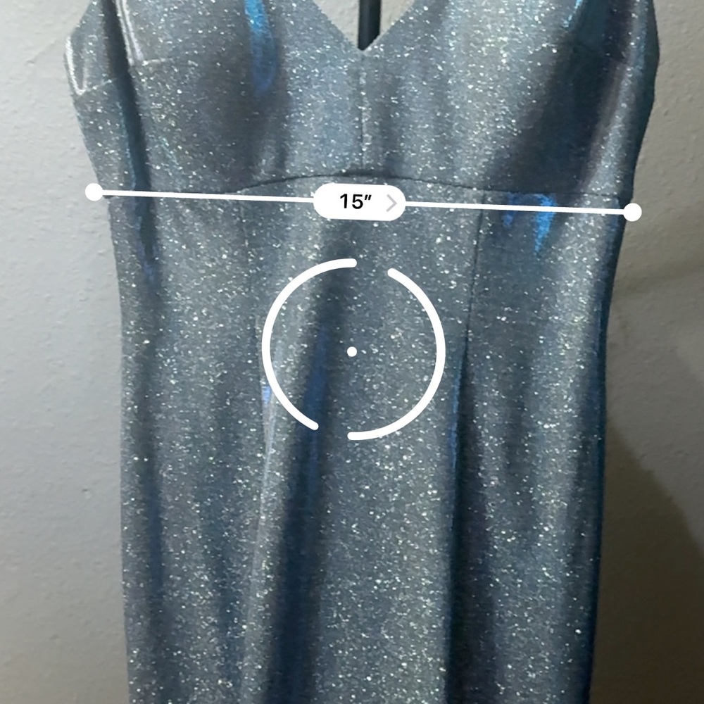 Sparkle v-neck silver & blue Gown mermaid skirt